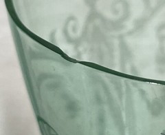 Vtg Set Of 6 Pamona Green Central Glass Works #408 Etch 7” Glasses Uranium