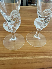 Pair of Vtg Dansk «Neptune» Crystal Champagne Flutes – Designed by Darryle Hinz