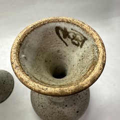Studio Art Pottery Set 2 Chalice Goblet 6.25″ Hand Thrown Matte Speckled Leon