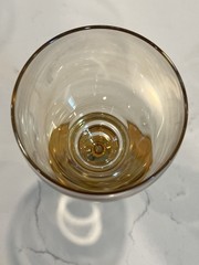 Vintage Libbey Splash Amber Iridescent Glass Goblets Set of 6 Ribbed Stem