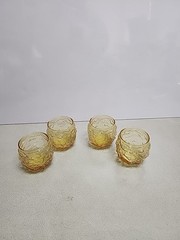 4 Anchor Hocking Lido Milano Honey Gold Amber Roly Poly Tumblers