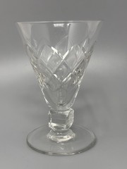 Vintage Clear Crystal Liqueur Sherry Glass Footed with Cube Stem Shape Unsigned