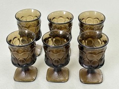 Noritake Spotlight Walnut Brown Wine Glasses 4 5/8″ Goblets 70s Vtg Set of 6