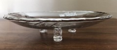 Vintage Silver City FLANDERS Poppy Overlay Crystal Serving Dish 71/2″ -EXCELLENT