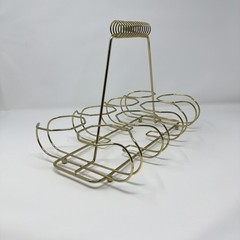 Vintage MCM Gold Metal Drinking Glass Tumbler Caddy Holder Drinkware for 8