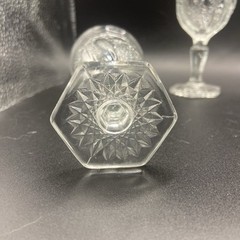 Antique EAPG Indiana Glass Daisy & Button Narcissus Goblets Hex Foot Set 5 c1910