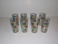MCM 8 Grapes Pattern High Ball Glasses Tumblers Continental Can Company CCC
