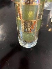 Gold And Green vintage Martini Pitcher And Glasses.