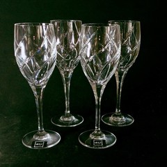 MIKASA OLYMPUS WATER GLASSES, Cut Lead Crystal, 9″, 10 oz, SLOVENIA. 4PCS