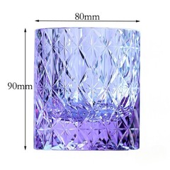 Purple Crystal Whiskey Glasses Japanese Style Hand Cut Stars 8oz Gift Box