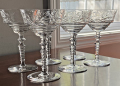 1930s Rock Sharpe Crystal~ MARSHFIELD~ Set of 6 Champagne Glasses