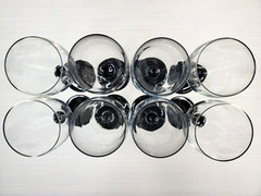 16 Pc Luminarc Domino Signature Black Wine Glasses Fluted Champagne France Lot