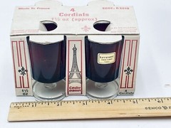 NEW NOS 8 Luminarc Cavalier Ruby Red Cordial Sherry Glasses MCM Clear Base VTG