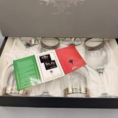 Cristalleria Fratelli Fumo Italian Crystal Goblets Gold Rim Set of 4 w Box