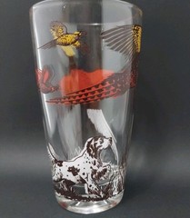 Vintage Hazel Atlas Pheasant Hunting Glass 5″ Hunter & Dog MCM Nice Paint