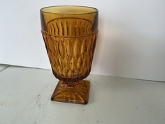 Rare Vintage Indiana Glass Amber Color Iced Tea/ Footed Drinking Glass Ware
