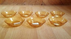 Indiana Glass Co. Depression Amber Daisy Pattern Set of 6 Cereal Bowls