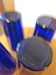 Set of 4 Libbey Teardrop Cobalt Blue Flat Tumblers 5-7/8” – 16 Oz Glasses