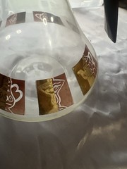 Vintage Inland Glass Atomic Coffee Carafe MCM Atomic Gold + Brown Twin Peaks