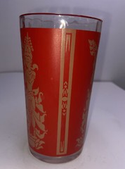 1960 Culver Red Gold Siam Thai Goddess Drinking Glass Tumbler 5” Tall
