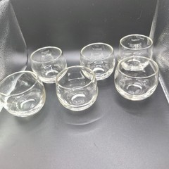 MCM Clear Glass Roly Poly Tumblers Set 6-5oz Lowball Juice Cocktail Glasses