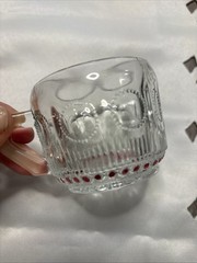 RARE Vintage 50s Tiffin-Franciscan Bullseye Clear Pink Dots Punch Bowl Cups 4