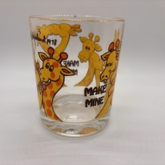 Vintage 1978 Low Ball Drink Glasses Whimsical Cartoon Frog Turtle Giraffe Duck