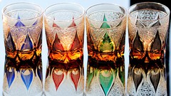 4PCS Crystal Whiskey Sets Tumbler Edo Kiriko Candle Pattern Glasses 9oz/250ml