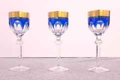 16 Justin Tharaud President Blue Crystal Cordial Glasses Gold-Encrusted Rims