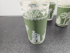 Set of 4 Vintage Wedgwood Jasperware Jeanette Green Hellenic 5″ Drinking Glasses