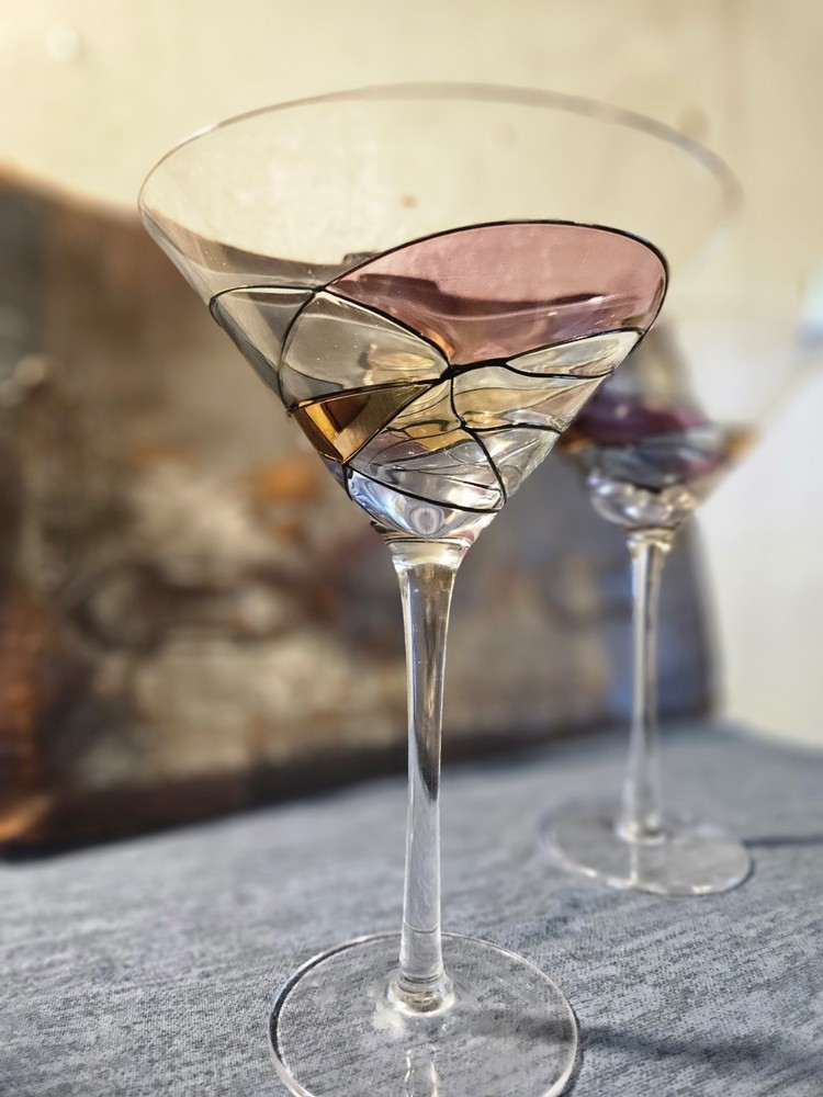 Vintage Crystal Martini Glasses by Artland Helios