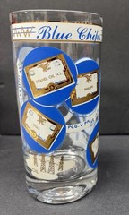 Blue Chip Stock Market Barware MCM Set 4 Rocks Glasses Georges Briard Style Rare