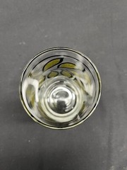 6 Vintage MCM 6” Clear Glass Tumblers With Raised Green Enamel Leaves