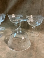 1930s Bryce glass Company needle etched loop design sherbet/Champagne Lot Of 5