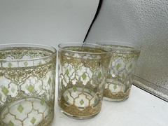 Vtg Culver Valencia Double Old Fashioned Glass w/24k Gold 4 1/4” Set Of 5 READ