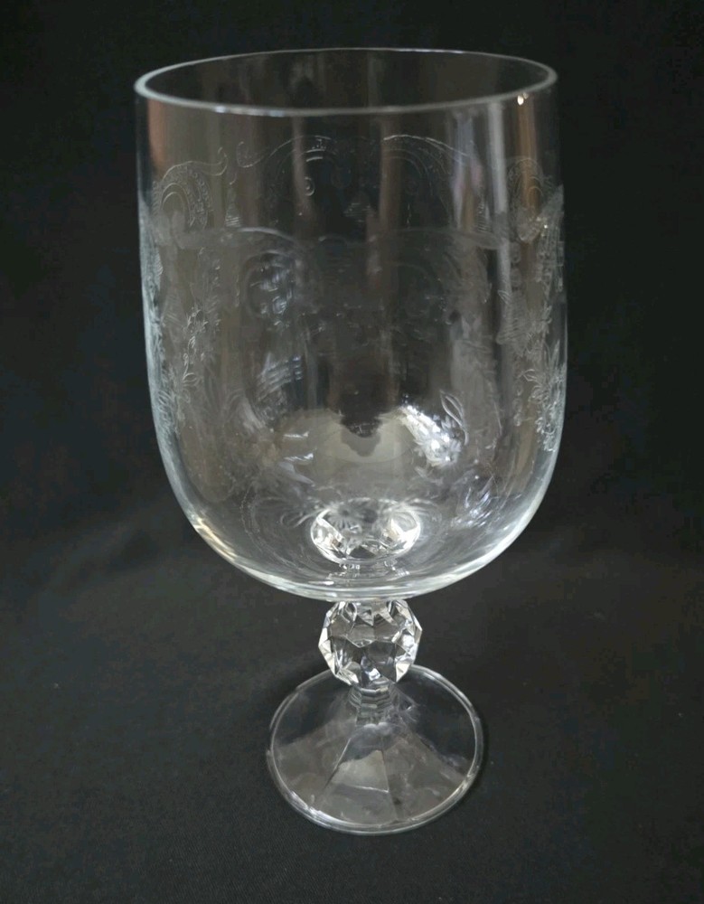 SET OF 4 IMPORT ASSOC CASCADE CLEAR GLASS WATER WINE GOBLETS 6 1/2″