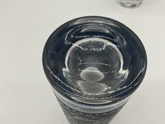 Currier and Ives «Old Grist Mill» Blue and White Matte Drinking Glasses VTG (2)