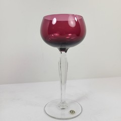 Val St Lambert Fine Crystal Wine Hock Glass Goblet Amethyst Purple Uncut Version