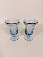 Ice Tea Goblets Set 2 Fostoria Jamestown Light Iced Blue Swirl Vintage Glassware