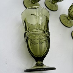 Vtg 1963-1982 MCM Six (6) Fostoria Argus Goblet Green HFM 3 3/4″ W x 6 5/8″ H