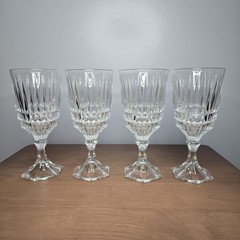 Set of 4 Vintage Fostoria Heritage Clear Crystal Wine Goblets Glasses