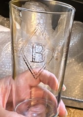 Gold Monogram «B” Glass Set of 4 Juice Glasses 4.5» Vintage
