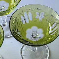 Nachtmann Traube Crystal Glasses Green Grape & Leaf Fine Bavarian Crystal (4)
