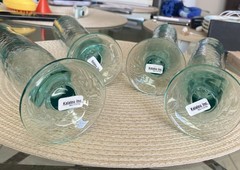Kalalou Green-Tinted Recycled Glass Champagne Flutes set of 4