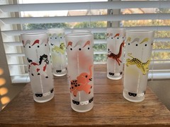 MCM Libbey Merry-Go-Round Glasses Tom Collins 7″ Frosted Carousel