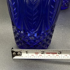 (4) Arcoroc Royal Sapphire Cobalt Blue Beverage Glasses Palm Leaf France 14oz