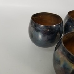 VINTAGE MCM Silver Mirror Plated Barware Tumbler Punch Cups 6pc