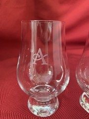Pair Glencairn Crystal THE GLENCAIRN GLASS Whiskey Bourbon Glasses Monogram “A”