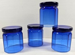 4 Anchor Hocking Essex Cobalt Blue Double Old Fashioned Glasses Octagon