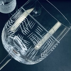 Salviati Wine Glass Art Crystal Etched Glass Italy 8″ handblown